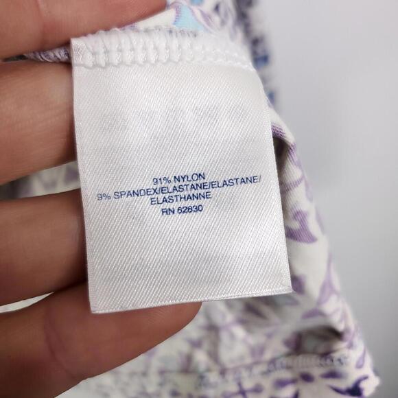 Lands End Top Womens Small Long Sleeve Stretchy Flower All OVer Maximalist Print - Picture 6 of 8